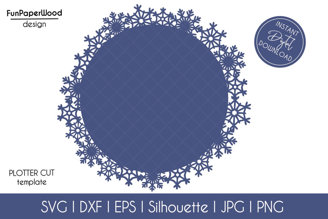 Merry Christmas Snowflake Wreath Frame Vector Svg Eps Pdf Png Jpeg ...