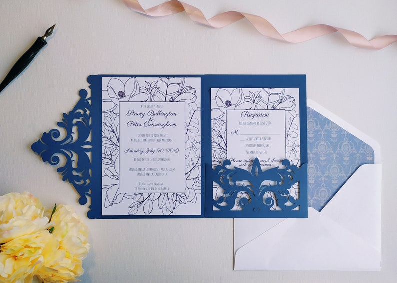 TriFold Pocket Wedding Invitation Cut Template Envelope