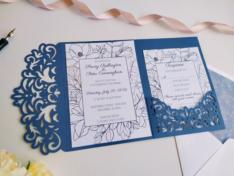 TriFold Pocket Wedding Invitation Cut Template Envelope