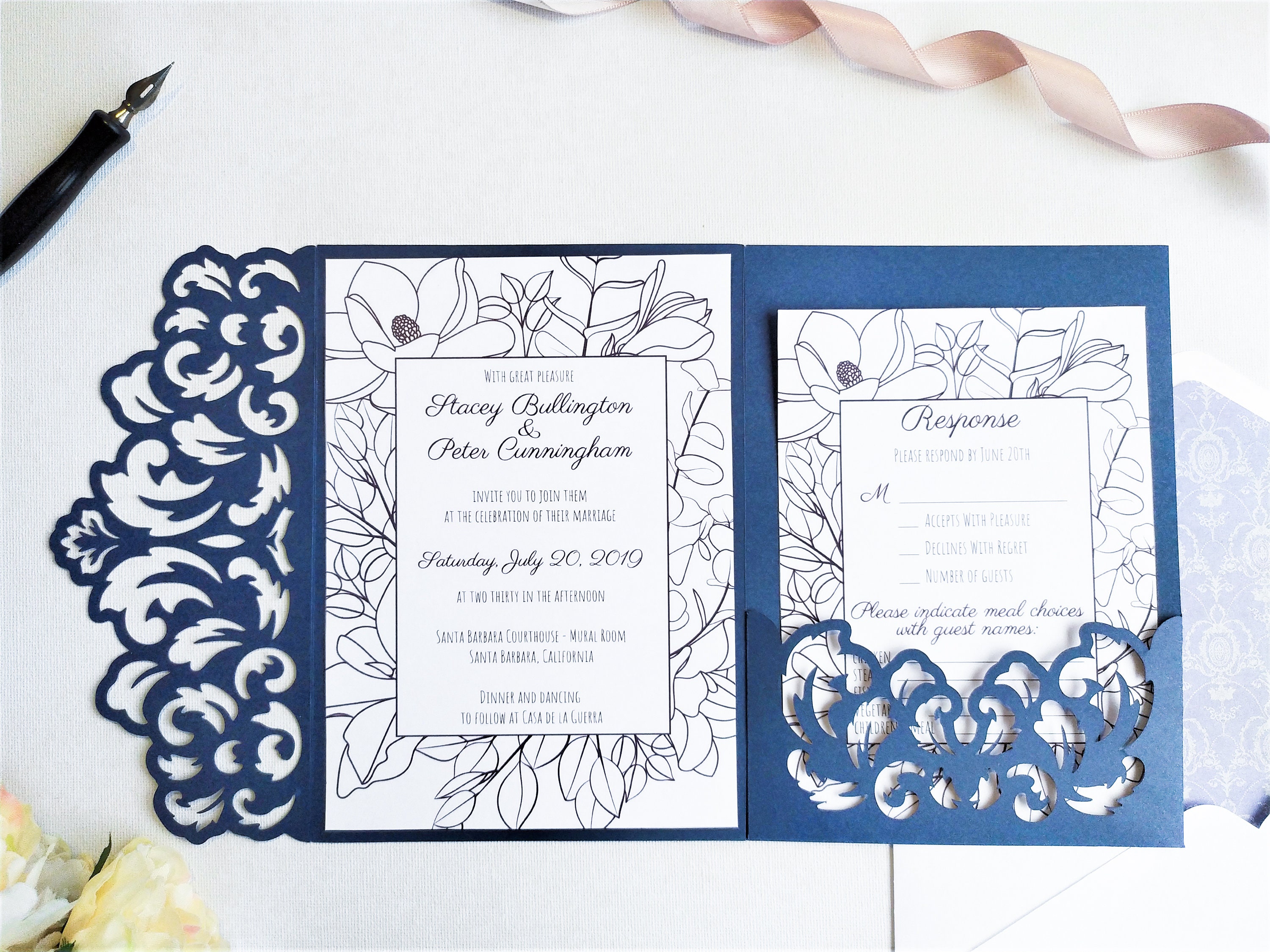 Tri-Fold Pocket Wedding Invitation Cut Template Envelope A7 | Etsy