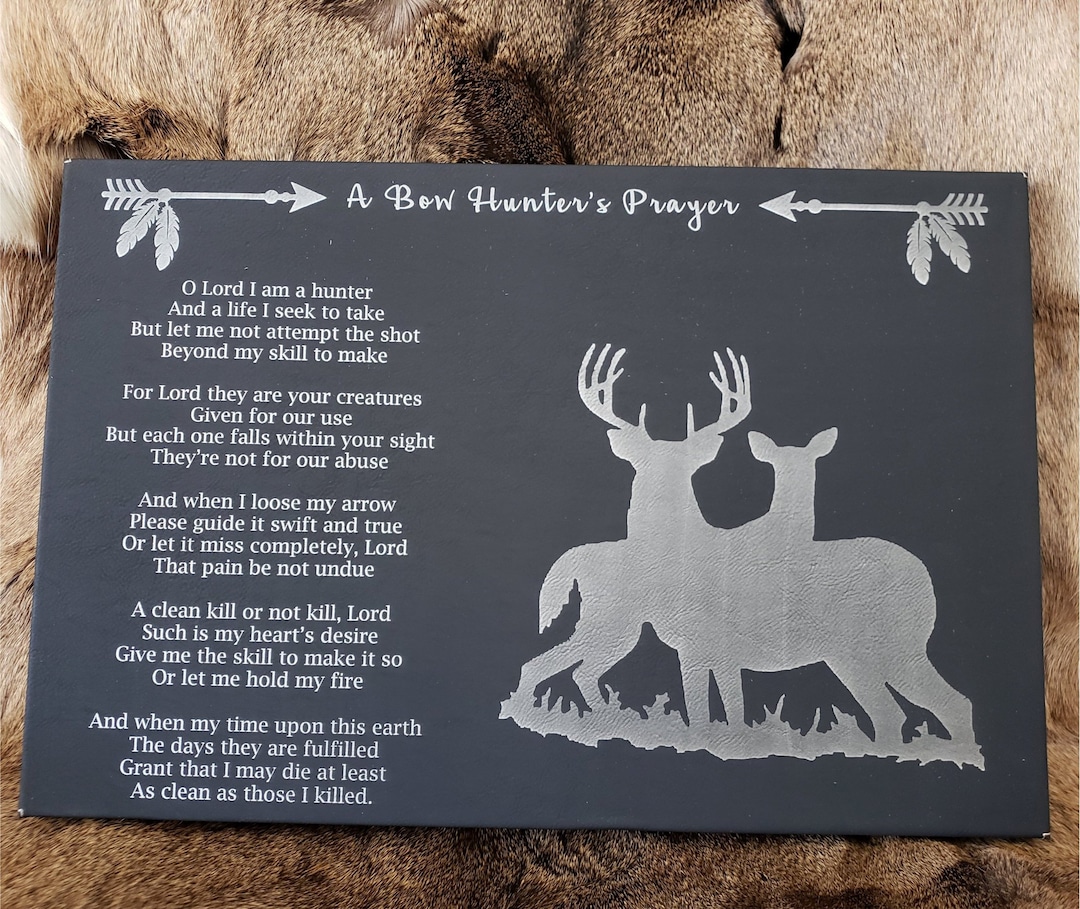 18X12 Leatherette Bow Hunter's Prayer With Deer Silhouette - Etsy, image size:1080x909
