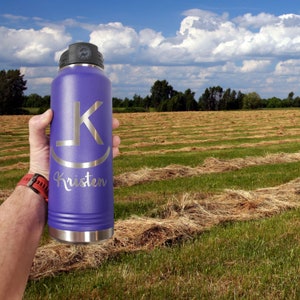 Custom Cattle Brand Watter Bottle, Engraved Livestock Gift, Gifts for Ranchers, Outdoor Lover, Personalized Gifts for Her
