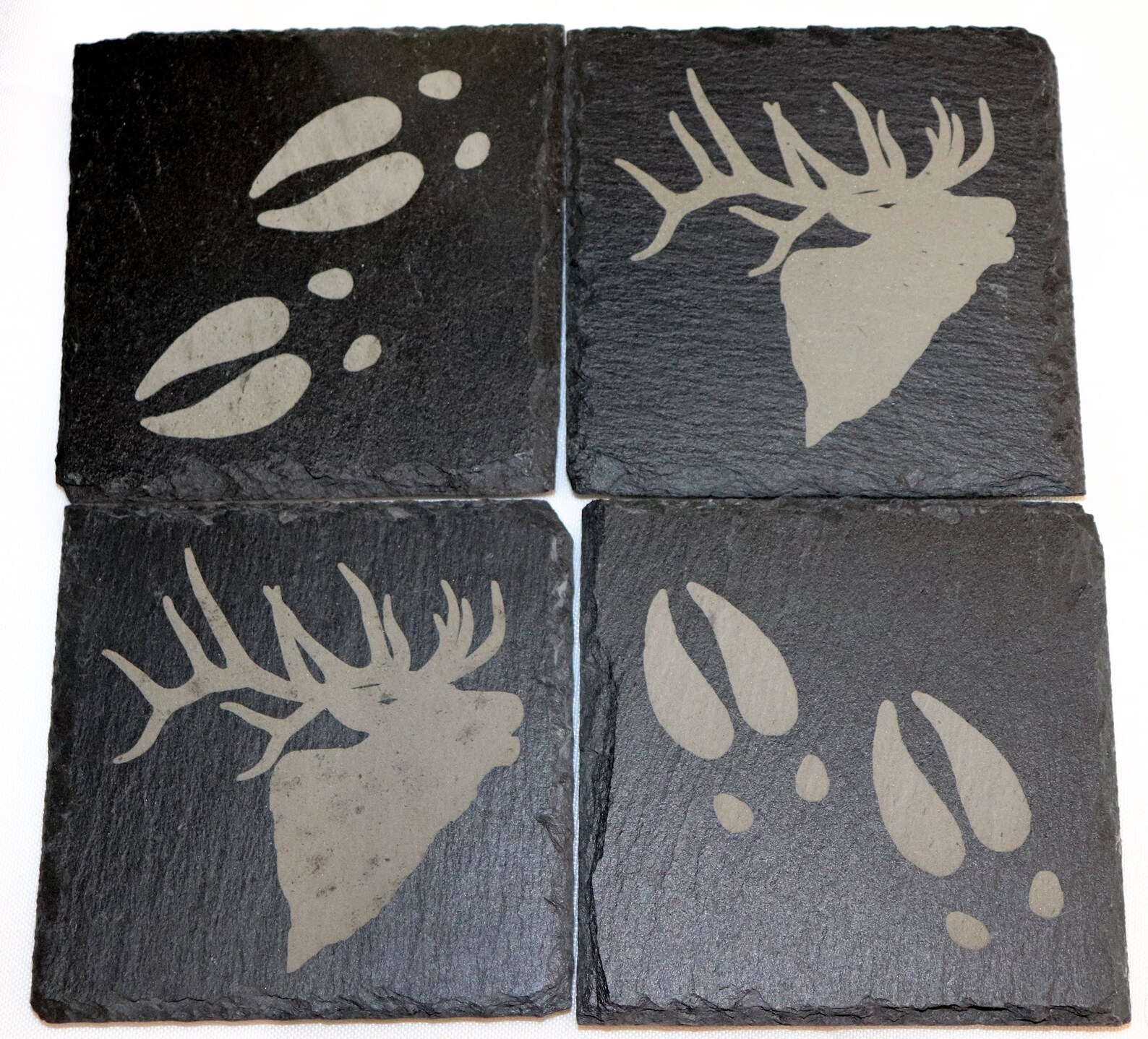 Elk & Elk Tracks Slate Coasters Etsy