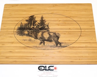 Grabado con láser Bugling Bull Elk Wood Sign, Custom Bamboo Wood Placa, Cattle Ranch Sign, Rancher Gift, Rustic Home Decor, Animal Lover Gift