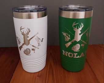 Hombres al aire libre personalizados 20 oz. Vaso aislado de vida silvestre, taza de café de viaje para amantes de la caza, regalo para deportistas, regalo de graduación, regalo de posgrado