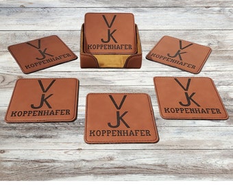 Posavasos de cuero sintético personalizados con marca de ganado, regalo de ganado grabado, regalo de boda, regalos para ganaderos, cuero personalizado para el tercer aniversario