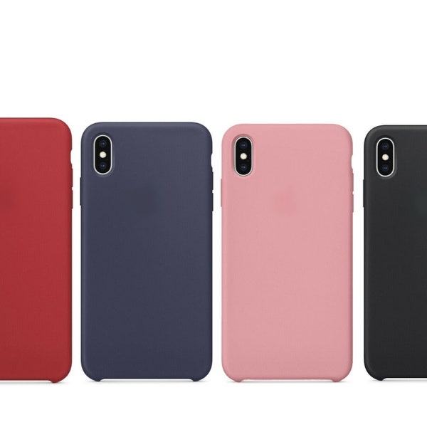 Silicone Case for iPhone X iPhone Xs Case, Soft Liquid Silicone Shockproof Phone Case (with Microfiber Lining)  (Red, Blue, Pink,Black)