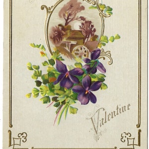 Fleurs violettes, à ma Saint-Valentin, carte postale de voeux pour la Saint-Valentin AL