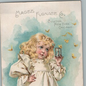 Antique Trade Card MAGEE FURNACE CO Fornuizen Blond meisje