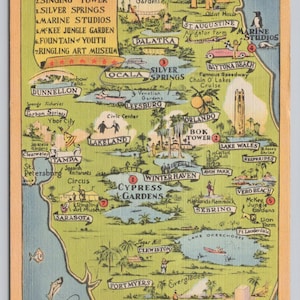 Ansichtkaart Florida Kleurrijk Florida's Kleurrijke Spots Kaart Toeristische Attractie 1358