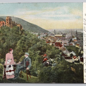 Carte postale romantique 0761 Allemagne antique Château de Heidelberg