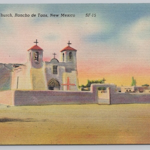 Carte postale SCÈNE D'ÉGLISE Rancho De Taos Nouveau-Mexique NM 0654