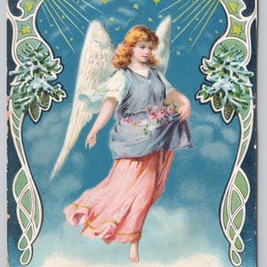 0312 ANGEL CHRISTMAS Holiday Vintage Postcard