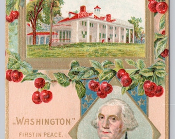 0450 Patriotic George Washington First in Peace Mount Vernon Postcard