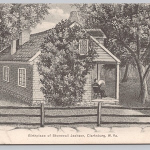 Carte postale ancienne CLARKSBURG WV, « Qui était-il ? », Stonewall, lieu de naissance de Jackson 1460