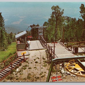 Albuquerque New Mexico Postkarte, Sesselbahn Endhaltestelle Sandia Peak Schigebiet 1308
