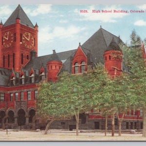 Colorado Springs CO-Colorado, High School Gebäude, Vintage c1900s Postkarte 1673