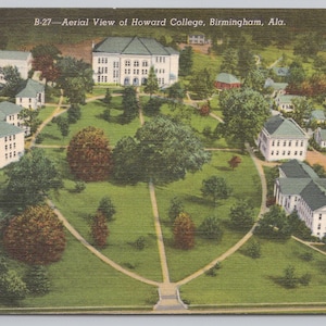 Luftaufnahme des Howard College, Birmingham Alabama Postkarte 0884