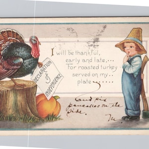 Whitney Thanksgiving Boy Axt Türkei mit Unabhängigkeitserklärung Vintage PC