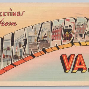 Carte postale 0766 vintage Salutations d'Alexandria, Virginie