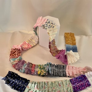 Fabric Ruffles Snippet Roll, Clusters, 60 Inch Length, Junk Journals, Ephemera, Belly Bands
