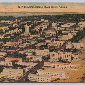 Carte postale 1486 Hotel Row Miami Beach Florida Aerial View Linge