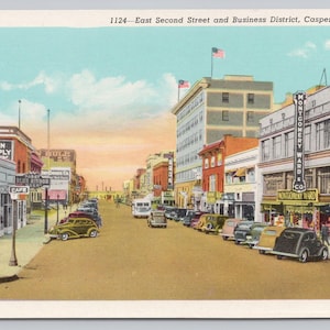Carte postale East Second Street Business District Casper WY Wyoming 1420