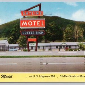 Carte postale de Roanoke en Virginie, c1961, bâtiment extérieur du Skyline Motel 1606