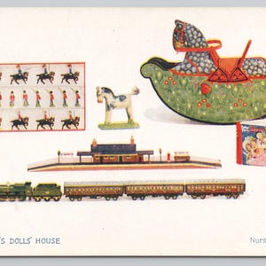 Cartolina c1910 Tuck Queens Doll House, Treno, Royalty, Giocattoli per bambini 1129