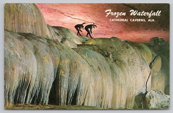 0848 Frozen Waterfall Cathedral Caverns Alabama AL C1950s Vintage