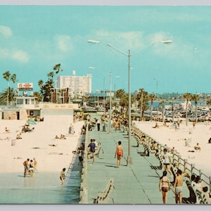 Floride, jetée de la belle plage de Clearwater Beach 1971 Carte postale 1456