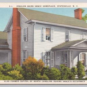 Zebulon Baird Vance Homeplace Statesville NC Cartolina in lino 0814