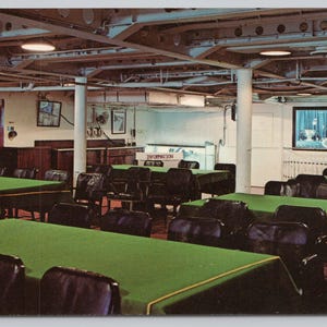 USS Alabama Battleship Wardroom Officers Mess Hall View Cartolina anni '60 0861