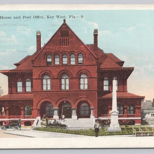 Carte postale 1136 vintage Custom House et bureau de poste de Key West en Floride