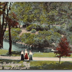 Carte postale 1424 L'île au parc d'attractions de Rock Springs, Chester, Virginie-Occidentale