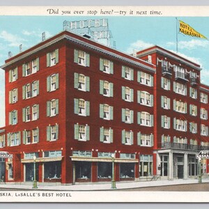 LaSalle Illinois Hotel Kaskaskia Street View Original Postcard 1105