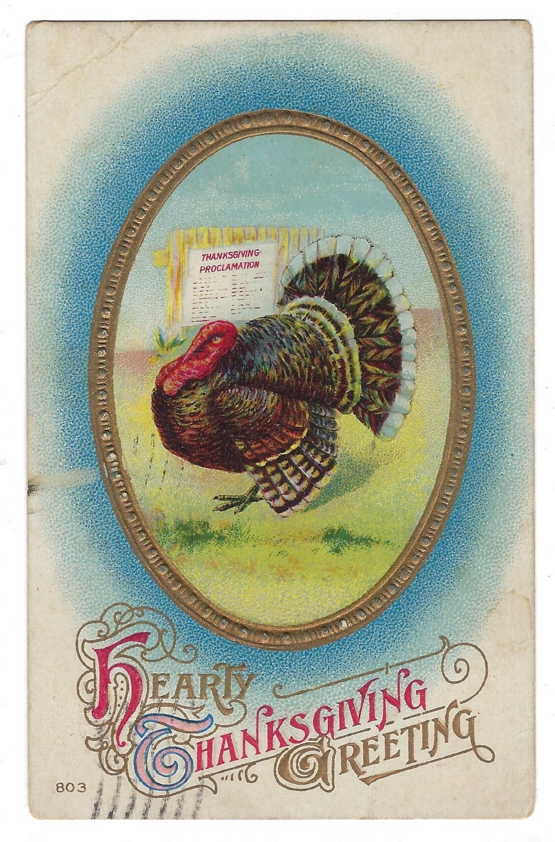 Thanksgiving Greeting With Turkey in Inset Vintage Postcard - Etsy