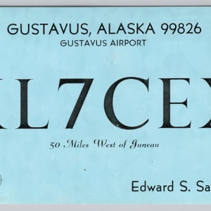 Carte postale KL7CEX Gustavus Alaska Edward S. Saito QSL radioamateur 1969 Carte 0752