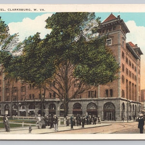 Carte postale vintage 1414 de l'hôtel Waldo, Clarksburg, VA