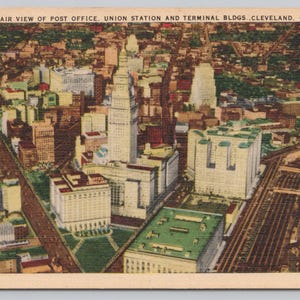 1945 Terminal Tower Building Union Station Cleveland Ohio Cartolina 1041