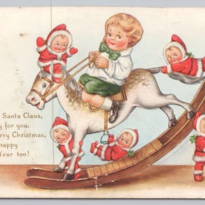Wendbare Nick HOORAY FOR CHRISTMAS Postkaart 1917, Whitney Made 0412