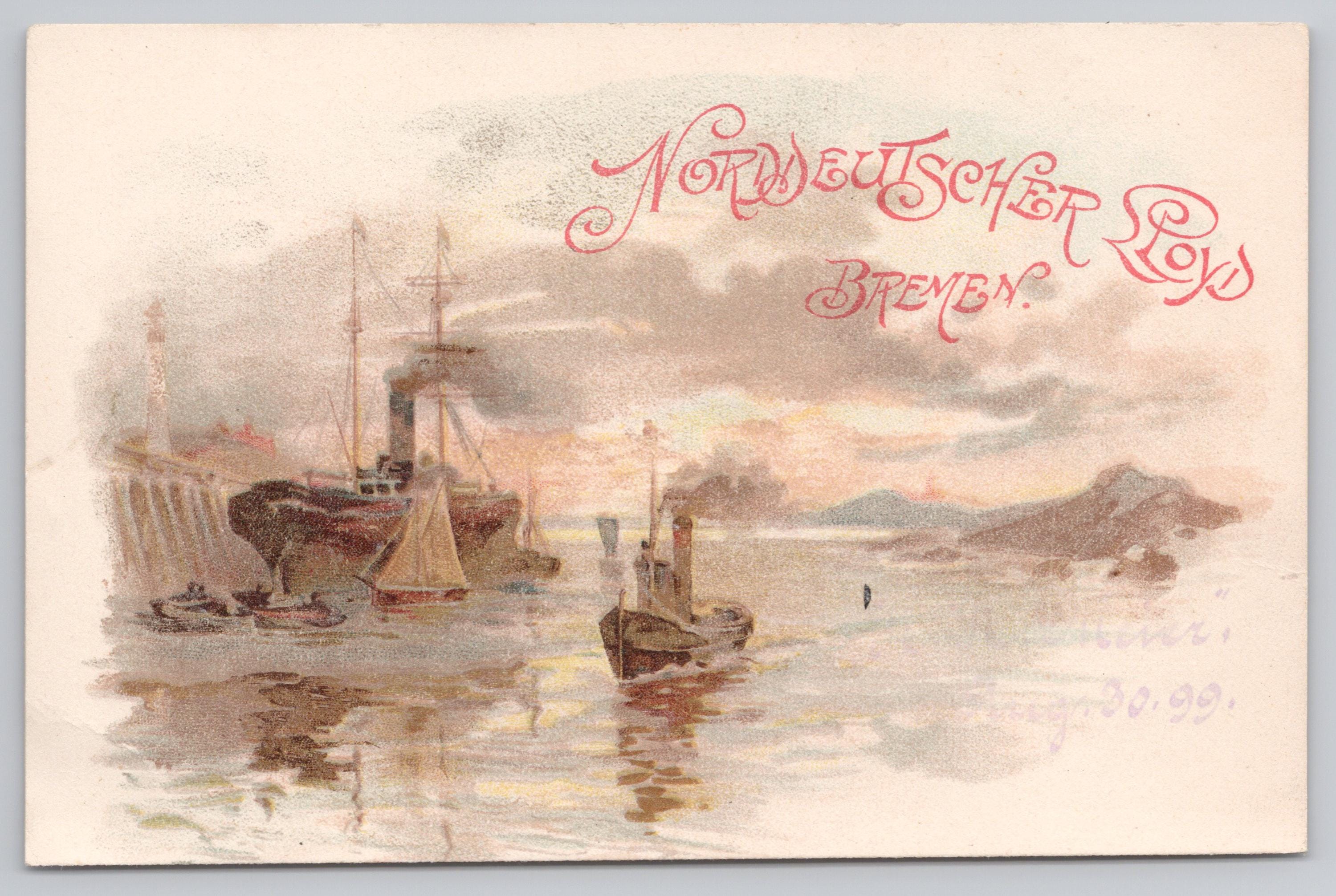 1964A Norddeutscher Lloyd Bremen C1899 Ship Antique Postcard - Etsy