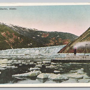 Ghiacciaio Taku - Alaska AK, Barca, 1929 Cartolina d'epoca 1015