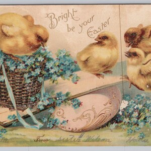 Cartolina di Pasqua, Pulcini su altalena, Arte Internazionale, c1906