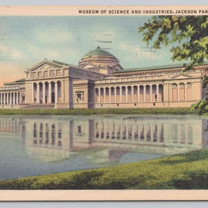 Cartolina Museo della scienza e dell'industria Jackson Park Chicago Illinois 1517