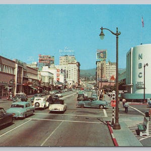 Carte postale vintage Chrome 1077 Street View - Sunset & Vine in Hollywood CALIFORNIE