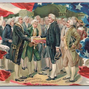 0468 Vtg-ansichtkaart c1909 Inauguratie patriottische George Washington
