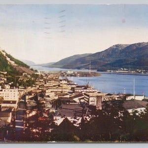 Juneau la capitale dell'Alaska Harbor Juneau Alaska AK Cartolina d'epoca c1950 1111
