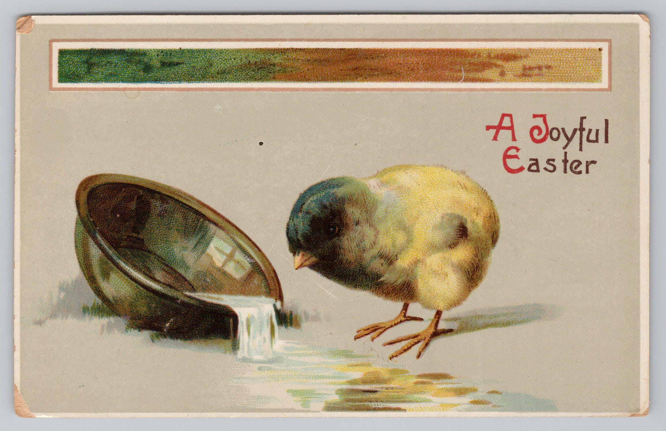 楽しいイースターのアンティークポストカード、ひよこ、飲料水 - Etsy 日本