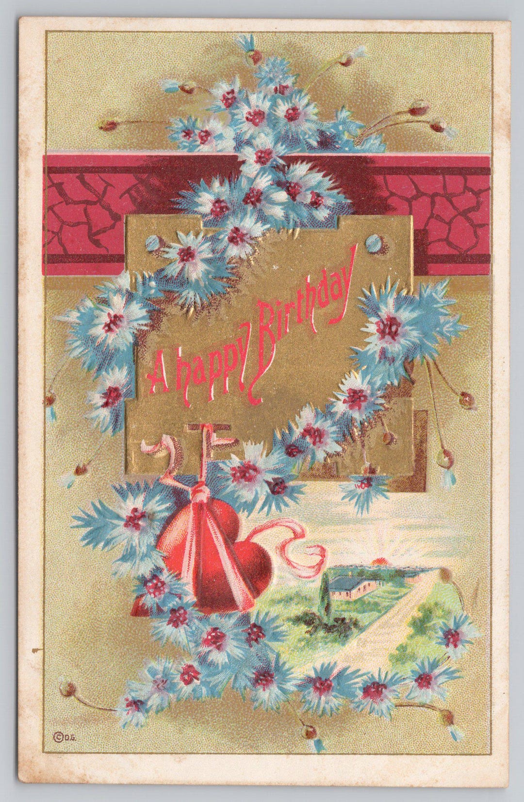 0403 C1905 A Happy Birthday Flowers Embossed D Goldie Postcard - Etsy